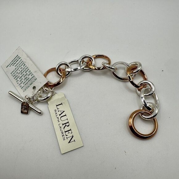 STILL WITH TAG! Lauren Ralph Lauren rose gold tone and silver tone 7" bracelet! - Picture 10 of 11